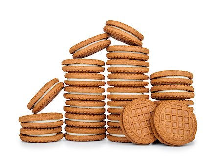 simsearch:640-02772614,k - stack of cookies with cream isolated on white background Stock Photo - Budget Royalty-Free & Subscription, Code: 400-07915989