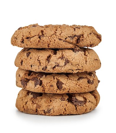 simsearch:400-04411889,k - stack of cookies with chocolate on isolated white Photographie de stock - Aubaine LD & Abonnement, Code: 400-07916025