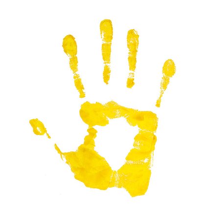 simsearch:400-03986982,k - yellow handprint on an isolated white background Photographie de stock - Aubaine LD & Abonnement, Code: 400-07916068