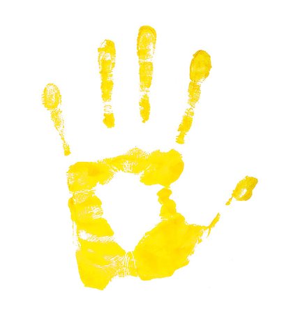 simsearch:400-03986982,k - lemon yellow handprint on an isolated white background Photographie de stock - Aubaine LD & Abonnement, Code: 400-07916069