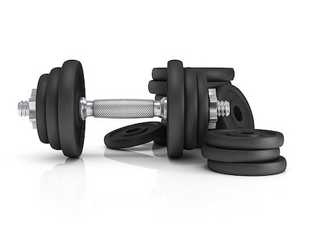simsearch:400-06208099,k - Fitness exercise equipment dumbbell weights on white background. Photographie de stock - Aubaine LD & Abonnement, Code: 400-07916107