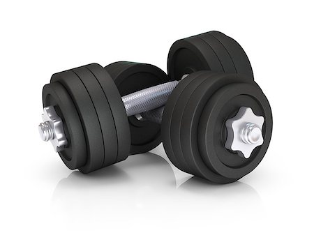 simsearch:400-06208099,k - Two black dumbells over white background Photographie de stock - Aubaine LD & Abonnement, Code: 400-07916110