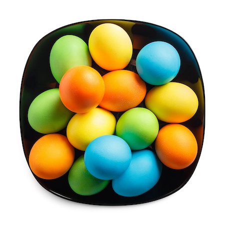 simsearch:400-07921731,k - Colored Easter eggs on a black plate (clipping path). Stock Photo - Budget Royalty-Free & Subscription, Code: 400-07916429