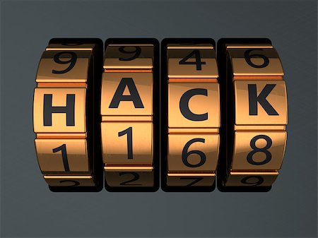 simsearch:400-04238099,k - 3d illustration of code lock with text 'hack' on it Stock Photo - Budget Royalty-Free & Subscription, Code: 400-07917127