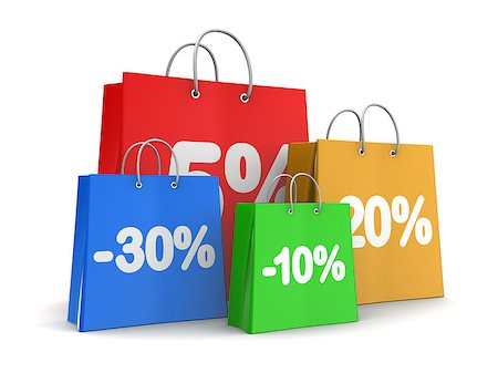 simsearch:400-08151278,k - 3d illustration of shopping bags with discount signs Photographie de stock - Aubaine LD & Abonnement, Code: 400-07917154