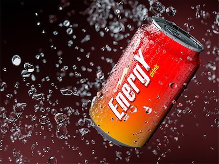 3d illustration of energy drink. Shallow depth of field. Foto de stock - Super Valor sin royalties y Suscripción, Código: 400-07917157