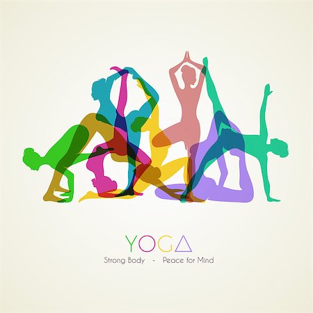 Vector illustration of Yoga poses woman's silhouette Stock Photo - Budget Royalty-Free & Subscription, Code: 400-07917242