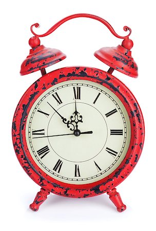 Red christmas clock. Isolated on white background Foto de stock - Super Valor sin royalties y Suscripción, Código: 400-07917427