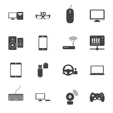 simsearch:400-08818849,k - Computers, peripherals and network devices flat icons set design vector graphic illustration Foto de stock - Super Valor sin royalties y Suscripción, Código: 400-07917484