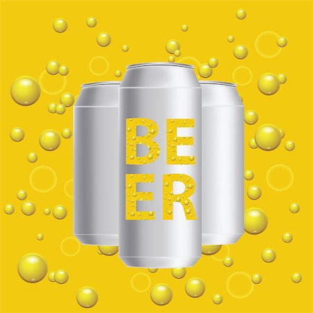 simsearch:400-07828997,k - colorful illustration with beer cans on a yellow bubbles  background Stock Photo - Budget Royalty-Free & Subscription, Code: 400-07917843