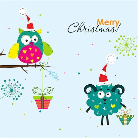 Template Christmas greeting card, vector illustration Stock Photo - Budget Royalty-Free & Subscription, Code: 400-07917872