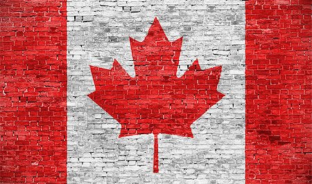 simsearch:400-08403526,k - Canadian flag over old brick wall Fotografie stock - Microstock e Abbonamento, Codice: 400-07917984