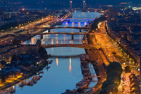 Aerial view on Rouen and Sena at night Stock Photo - Budget Royalty-Free & Subscription, Code: 400-07918324