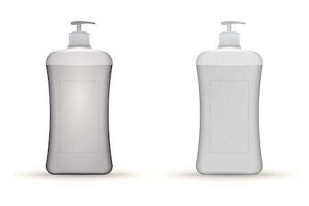 plastic bottle vector - Two gray pump dispenser bottles of liquid soap, foam or gel. Isolated vector mock-up illustration on white background. Stock Photo - Budget Royalty-Free & Subscription, Code: 400-07918382