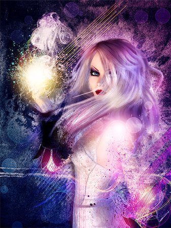 simsearch:400-07776243,k - Grunge purple background with 3d conjuring witch. Fotografie stock - Microstock e Abbonamento, Codice: 400-07918498