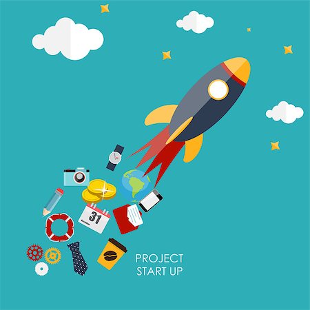 flying start - Quick Start Up Flat Concept Vector Illustration. EPS10 Stock Photo - Budget Royalty-Free & Subscription, Code: 400-07918651