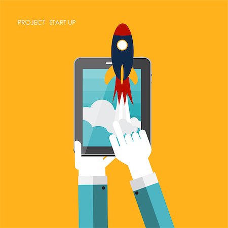 flying start - Quick Start Up Flat Concept Vector Illustration. EPS10 Stock Photo - Budget Royalty-Free & Subscription, Code: 400-07918675