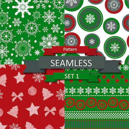 Abstract Beauty Christmas and New Year Seamlss Pattern Set, Vector Illustration. EPS10 Stock Photo - Budget Royalty-Free & Subscription, Code: 400-07918705