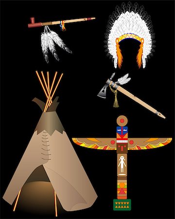 orth American Indian life objects on a black background Stock Photo - Budget Royalty-Free & Subscription, Code: 400-07919235
