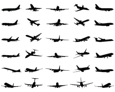 Different black silhouettes of airplane, vector Stock Photo - Budget Royalty-Free & Subscription, Code: 400-07919294