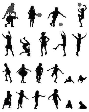 pictures of kids and friends playing at school - Black silhouettes of children playing, vector Stock Photo - Budget Royalty-Free & Subscription, Code: 400-07919296