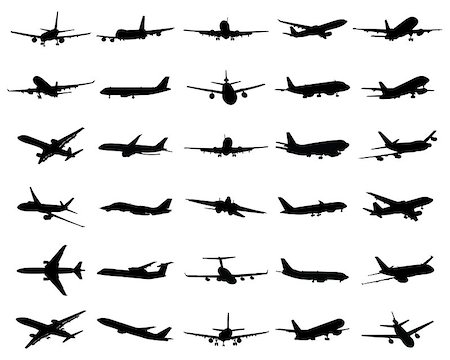 Different black silhouettes of airplane, vector Stock Photo - Budget Royalty-Free & Subscription, Code: 400-07919293