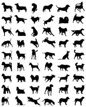 retriever silhouette - Different black silhouettes of dogs, vector Stock Photo - Budget Royalty-Free & Subscription, Code: 400-07919302
