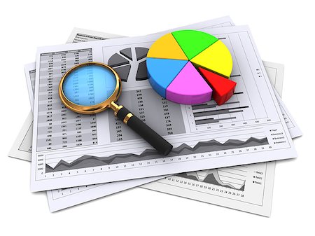 simsearch:400-06459515,k - 3d illustration of financial papers and magnifying glass Fotografie stock - Microstock e Abbonamento, Codice: 400-07919451