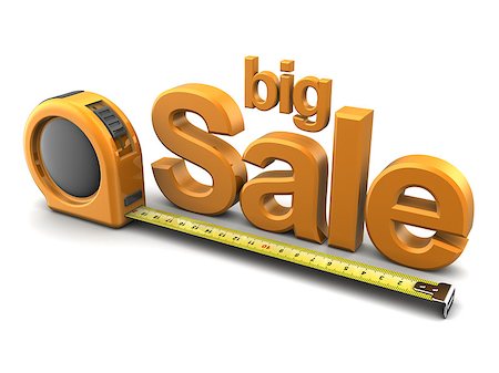 simsearch:400-07919463,k - 3d illustration ofbig sale sign and tape meter, over white background Stock Photo - Budget Royalty-Free & Subscription, Code: 400-07919471