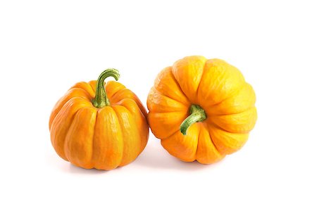 simsearch:400-08400066,k - Two small decorative pumpkins, isolated on white background Photographie de stock - Aubaine LD & Abonnement, Code: 400-07919493