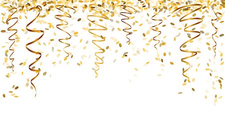 falling oval confetti and ribbons with gold color Foto de stock - Super Valor sin royalties y Suscripción, Código: 400-07919735