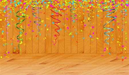 falling christmas confetti - falling oval confetti with different colors in wooden room Stock Photo - Budget Royalty-Free & Subscription, Code: 400-07919738