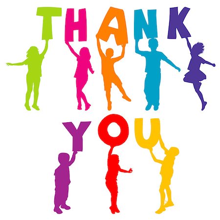 simsearch:400-07924004,k - Children silhouettes holding letters with THANK YOU Photographie de stock - Aubaine LD & Abonnement, Code: 400-07924006