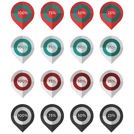 Set of colored flat vector icons for web location preloaders with percent on white background. Fotografie stock - Microstock e Abbonamento, Codice: 400-07924255