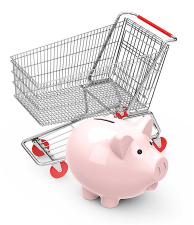 simsearch:400-04255267,k - 3d generated picture of a piggy bank and a shopping cart Photographie de stock - Aubaine LD & Abonnement, Code: 400-07924545