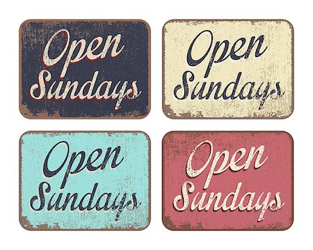 sunday market - Vector illustration of four isolated "Open Sundays" boards in different colors Stock Photo - Budget Royalty-Free & Subscription, Code: 400-07925007