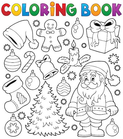 simsearch:400-08343929,k - Coloring book Christmas thematics 4 - eps10 vector illustration. Foto de stock - Super Valor sin royalties y Suscripción, Código: 400-07925037