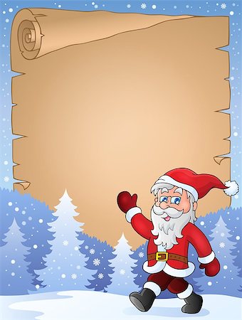 simsearch:400-04144529,k - Parchment with walking Santa Claus - eps10 vector illustration. Fotografie stock - Microstock e Abbonamento, Codice: 400-07925046