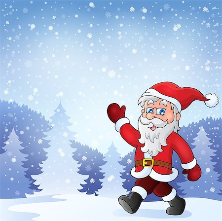 simsearch:400-04144529,k - Santa Claus walk theme 7 - eps10 vector illustration. Fotografie stock - Microstock e Abbonamento, Codice: 400-07925055