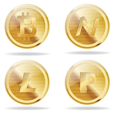 simsearch:400-09097337,k - Vector Virtual Coins Icons, Eps10 Vector, Gradient Mesh and Transparency Used Stock Photo - Budget Royalty-Free & Subscription, Code: 400-07925144