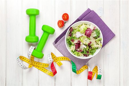 simsearch:400-07754604,k - Dumbells, tape measure and healthy food. Fitness and health Fotografie stock - Microstock e Abbonamento, Codice: 400-07925309