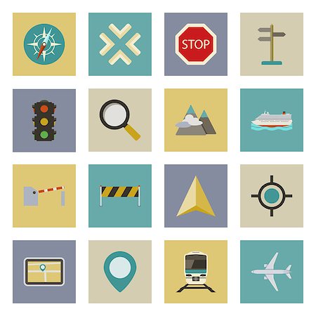 simsearch:400-06413986,k - GPS and navigation flat icons set vector graphic illustration Stock Photo - Budget Royalty-Free & Subscription, Code: 400-07925501