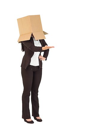 Businesswoman with box over head on white background Stock Photo - Budget Royalty-Free & Subscription, Code: 400-07926908