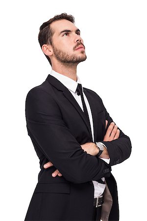 simsearch:400-04861869,k - Thinking businessman with his arms crossed on white background Foto de stock - Royalty-Free Super Valor e Assinatura, Número: 400-07927289