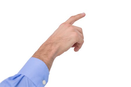 simsearch:400-07664375,k - Hand of a businessman pointing something on white background Foto de stock - Royalty-Free Super Valor e Assinatura, Número: 400-07927436