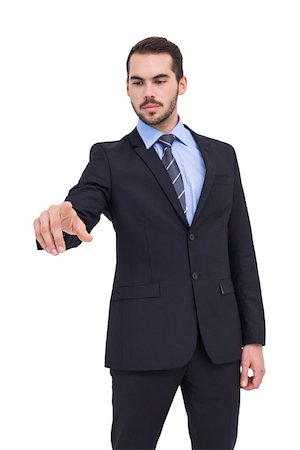 simsearch:400-04861869,k - Cheerful businessman pointing at camera on white background Foto de stock - Royalty-Free Super Valor e Assinatura, Número: 400-07927457