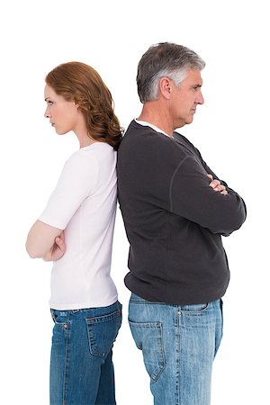 Casual couple not speaking after fight on white background Stock Photo - Budget Royalty-Free & Subscription, Code: 400-07927581