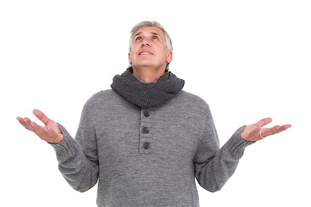 schlauchschal - Casual man in warm clothing on white background Stockbilder - Microstock & Abonnement, Bildnummer: 400-07927767