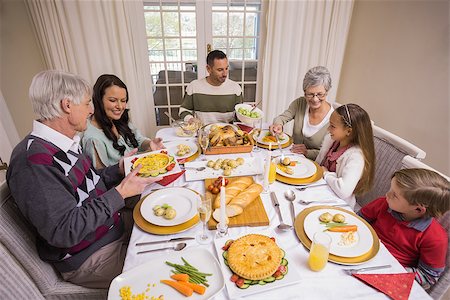 simsearch:400-07929054,k - Three generation family having christmas dinner together at home in the living room Stock Photo - Budget Royalty-Free & Subscription, Code: 400-07928945