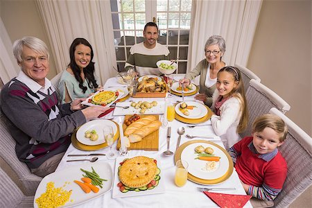 simsearch:400-07928326,k - Three generation family during christmas dinner together at home in the living room Photographie de stock - Aubaine LD & Abonnement, Code: 400-07928946